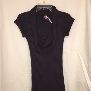 Dark gray cowl neck sweater dress